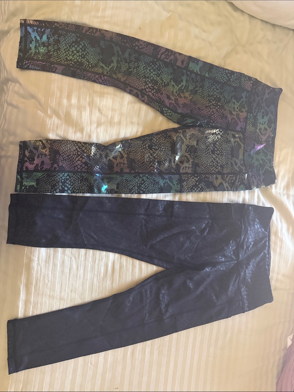 Women’s Multicolor Snake-Print Leggings and Black Leggings Set